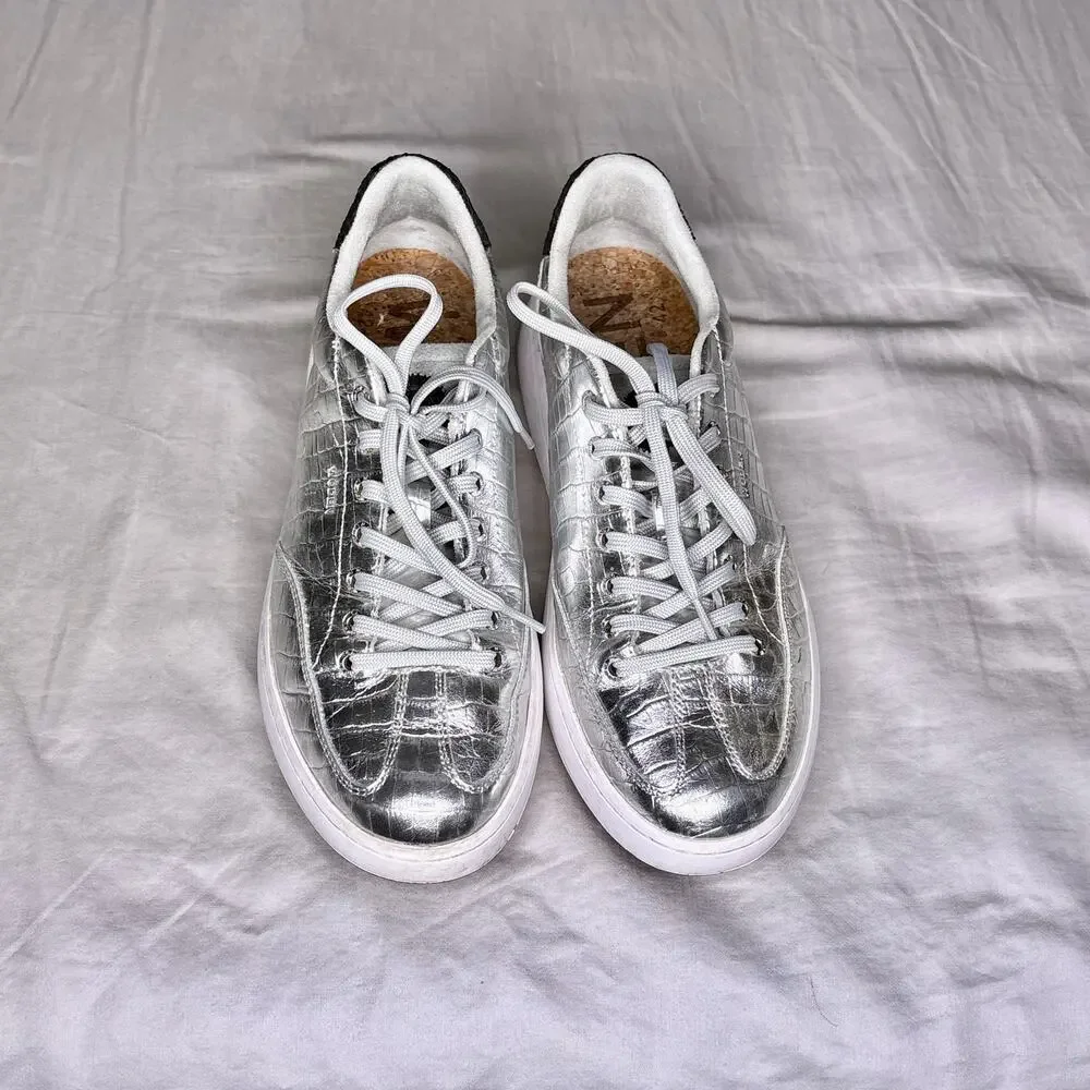 Woden Ydun Croc Print Metallic Trainers Women's 9.5